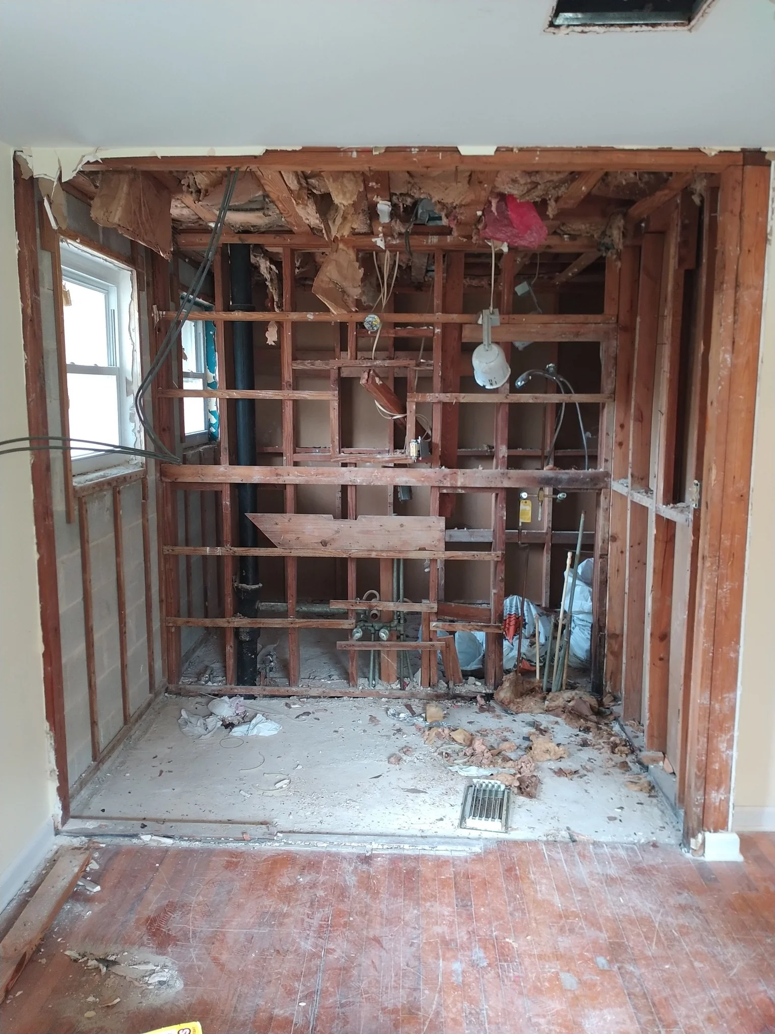 Kitchen and living area opened up during renovation