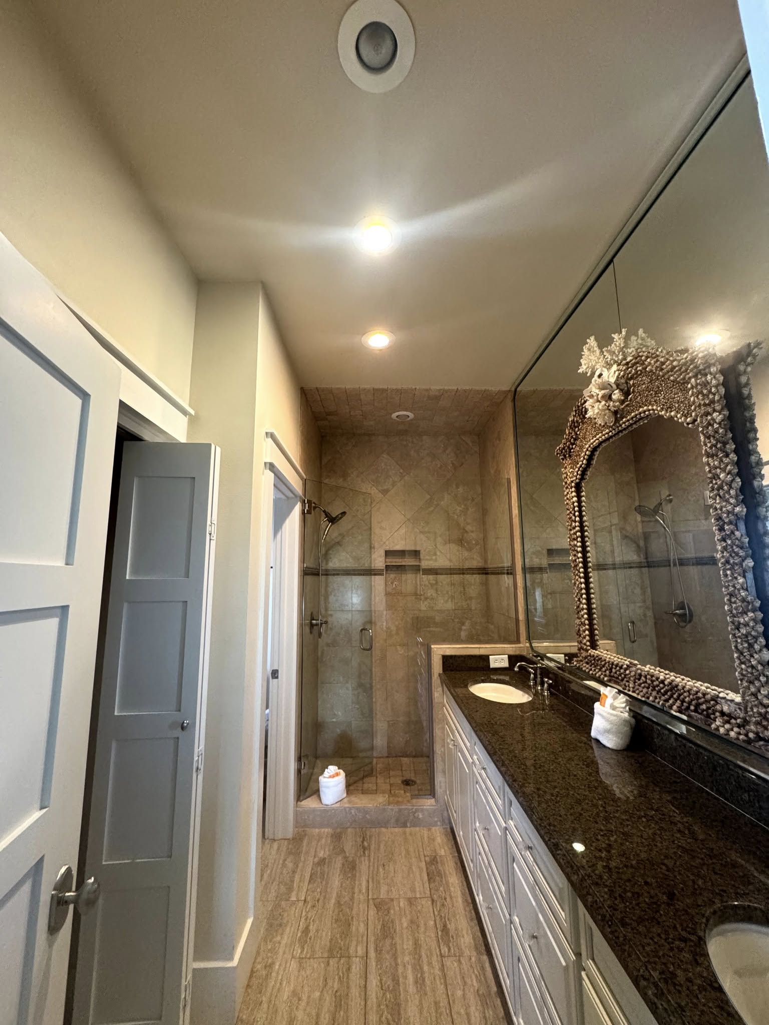 Custom shower with modern tile work